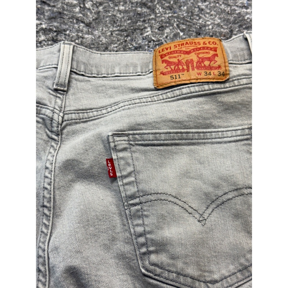Levis 511 Slim Fit Jeans Mens 34x34 Light Gray Stretch Denim Pants 04511-3440 - Picture 15 of 16